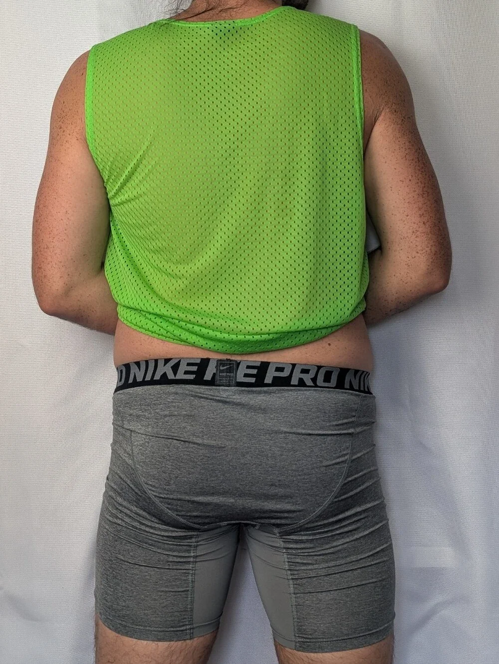 NIKE Pro Heather Gray Compression Mesh Pouch Workout Shorts Boxer Brief L